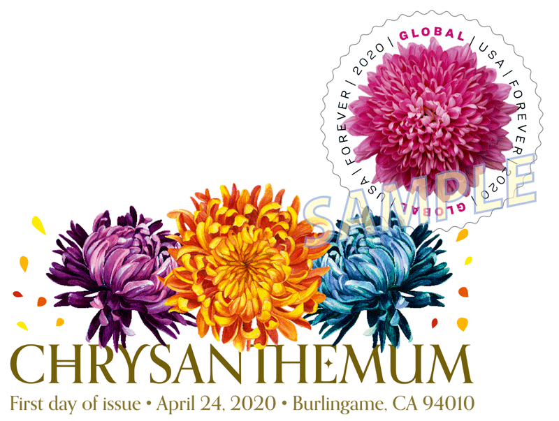 Pink Chrysanthemum Global Forever International Mail Stamp Sheet (10 Stamps)