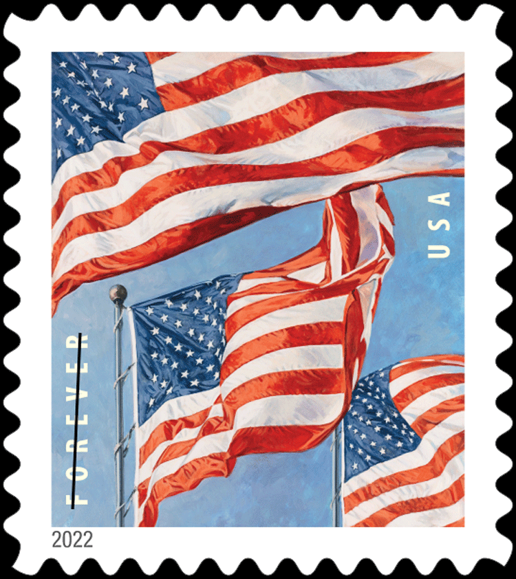 USPS FOREVER First Class Postage Stamps, U.S. Flag, Booklet of 20 Stamps