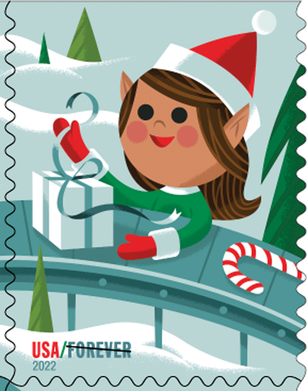 2022 USPS Holiday Elves Forever Postage Stamps