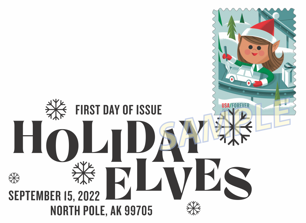 USPS Holiday Elves Forever Postage Stamps (1 Booklet, 20 Stamps)